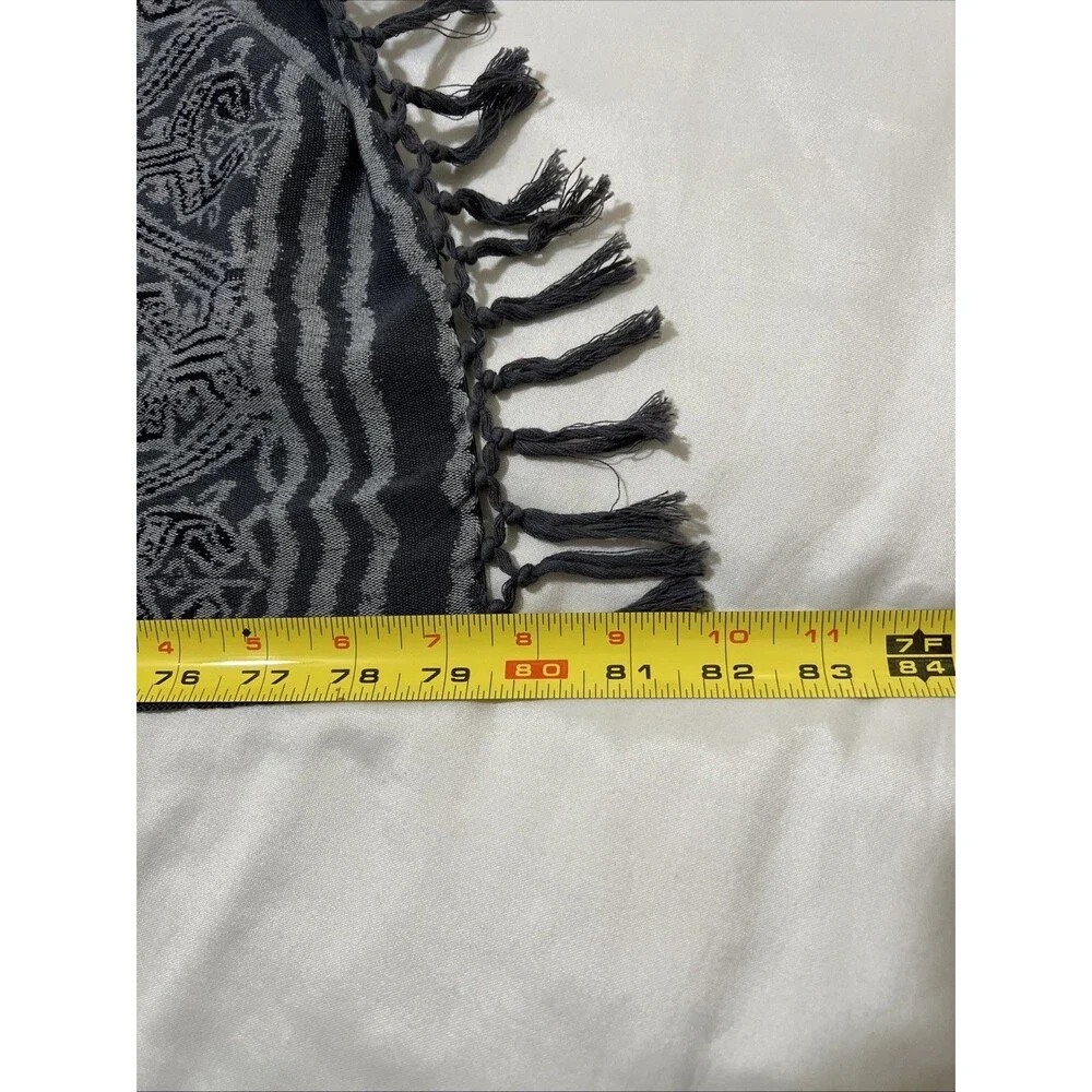 Handmade Scarf Shawl Woven Indonesia Large 46x82 Gray Cotton Wrapsody California